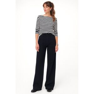 Another Tomorrow High Waist Denim Trouser Black Wide Leg Stretch Jeans US 4